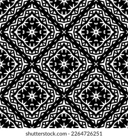 Vector geometric seamless pattern. Minimal ornamental background with abstract shapes. Black and white texture. Simple abstract ornament background. Dark repeat design for decor, fabric, cloth.