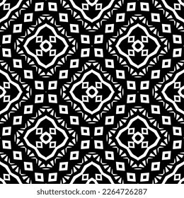 Vector geometric seamless pattern. Minimal ornamental background with abstract shapes. Black and white texture. Simple abstract ornament background. Dark repeat design for decor, fabric, cloth.