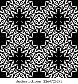 Vector geometric seamless pattern. Minimal ornamental background with abstract shapes. Black and white texture. Simple abstract ornament background. Dark repeat design for decor, fabric, cloth.