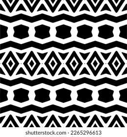 Vector geometric seamless pattern. Minimal ornamental background with abstract shapes. Black and white texture. Simple abstract ornament background. Dark repeat design for decor, fabric, cloth.