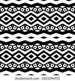 Vector geometric seamless pattern. Minimal ornamental background with abstract shapes. Black and white texture. Simple abstract ornament background. Dark repeat design for decor, fabric, cloth.