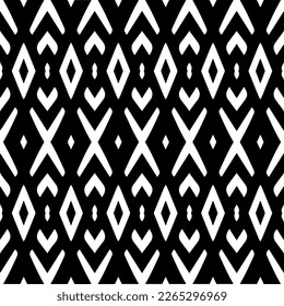 Vector geometric seamless pattern. Minimal ornamental background with abstract shapes. Black and white texture. Simple abstract ornament background. Dark repeat design for decor, fabric, cloth.