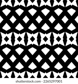 Vector geometric seamless pattern. Minimal ornamental background with abstract shapes. Black and white texture. Simple abstract ornament background. Dark repeat design for decor, fabric, cloth.
