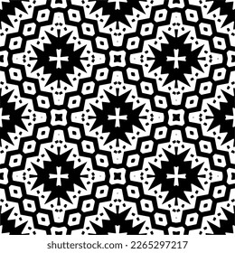Vector geometric seamless pattern. Minimal ornamental background with abstract shapes. Black and white texture. Simple abstract ornament background. Dark repeat design for decor, fabric, cloth.