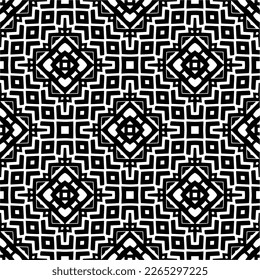 Vector geometric seamless pattern. Minimal ornamental background with abstract shapes. Black and white texture. Simple abstract ornament background. Dark repeat design for decor, fabric, cloth.