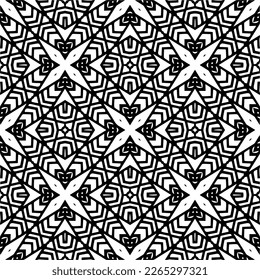 Vector geometric seamless pattern. Minimal ornamental background with abstract shapes. Black and white texture. Simple abstract ornament background. Dark repeat design for decor, fabric, cloth.