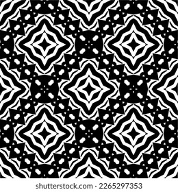 Vector geometric seamless pattern. Minimal ornamental background with abstract shapes. Black and white texture. Simple abstract ornament background. Dark repeat design for decor, fabric, cloth.