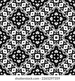 Vector geometric seamless pattern. Minimal ornamental background with abstract shapes. Black and white texture. Simple abstract ornament background. Dark repeat design for decor, fabric, cloth.