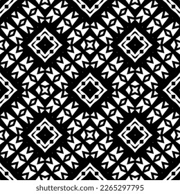 Vector geometric seamless pattern. Minimal ornamental background with abstract shapes. Black and white texture. Simple abstract ornament background. Dark repeat design for decor, fabric, cloth.