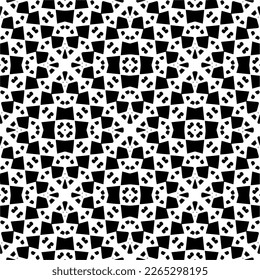 Vector geometric seamless pattern. Minimal ornamental background with abstract shapes. Black and white texture. Simple abstract ornament background. Dark repeat design for decor, fabric, cloth.