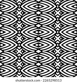 Vector geometric seamless pattern. Minimal ornamental background with abstract shapes. Black and white texture. Simple abstract ornament background. Dark repeat design for decor, fabric, cloth.