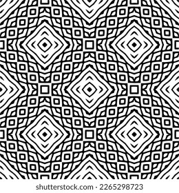 Vector geometric seamless pattern. Minimal ornamental background with abstract shapes. Black and white texture. Simple abstract ornament background. Dark repeat design for decor, fabric, cloth.