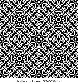 Vector geometric seamless pattern. Minimal ornamental background with abstract shapes. Black and white texture. Simple abstract ornament background. Dark repeat design for decor, fabric, cloth.