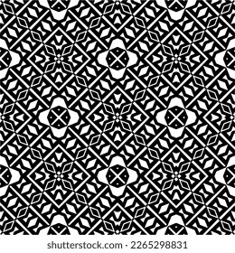 Vector geometric seamless pattern. Minimal ornamental background with abstract shapes. Black and white texture. Simple abstract ornament background. Dark repeat design for decor, fabric, cloth.
