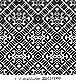 Vector geometric seamless pattern. Minimal ornamental background with abstract shapes. Black and white texture. Simple abstract ornament background. Dark repeat design for decor, fabric, cloth.