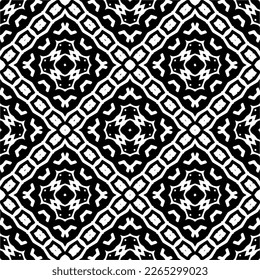 Vector geometric seamless pattern. Minimal ornamental background with abstract shapes. Black and white texture. Simple abstract ornament background. Dark repeat design for decor, fabric, cloth.