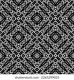 Vector geometric seamless pattern. Minimal ornamental background with abstract shapes. Black and white texture. Simple abstract ornament background. Dark repeat design for decor, fabric, cloth.