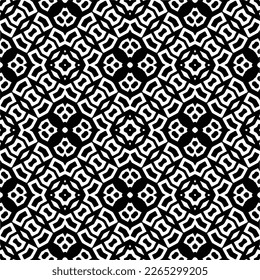 Vector geometric seamless pattern. Minimal ornamental background with abstract shapes. Black and white texture. Simple abstract ornament background. Dark repeat design for decor, fabric, cloth.