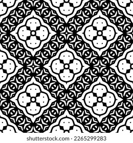 Vector geometric seamless pattern. Minimal ornamental background with abstract shapes. Black and white texture. Simple abstract ornament background. Dark repeat design for decor, fabric, cloth.