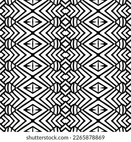 Vector geometric seamless pattern. Minimal ornamental background with abstract shapes. Black and white texture. Simple abstract ornament background. Dark repeat design for decor, fabric, cloth.