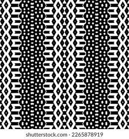 Vector geometric seamless pattern. Minimal ornamental background with abstract shapes. Black and white texture. Simple abstract ornament background. Dark repeat design for decor, fabric, cloth.