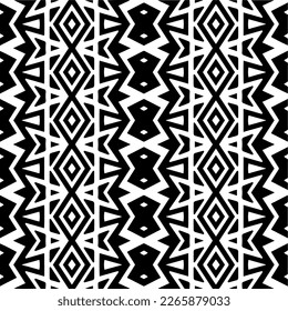 Vector geometric seamless pattern. Minimal ornamental background with abstract shapes. Black and white texture. Simple abstract ornament background. Dark repeat design for decor, fabric, cloth.