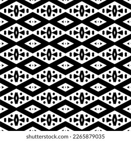 Vector geometric seamless pattern. Minimal ornamental background with abstract shapes. Black and white texture. Simple abstract ornament background. Dark repeat design for decor, fabric, cloth.