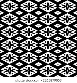 Vector geometric seamless pattern. Minimal ornamental background with abstract shapes. Black and white texture. Simple abstract ornament background. Dark repeat design for decor, fabric, cloth.