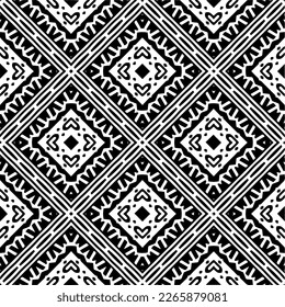 Vector geometric seamless pattern. Minimal ornamental background with abstract shapes. Black and white texture. Simple abstract ornament background. Dark repeat design for decor, fabric, cloth.