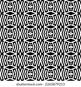Vector geometric seamless pattern. Minimal ornamental background with abstract shapes. Black and white texture. Simple abstract ornament background. Dark repeat design for decor, fabric, cloth.