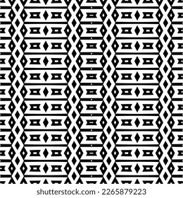 Vector geometric seamless pattern. Minimal ornamental background with abstract shapes. Black and white texture. Simple abstract ornament background. Dark repeat design for decor, fabric, cloth.
