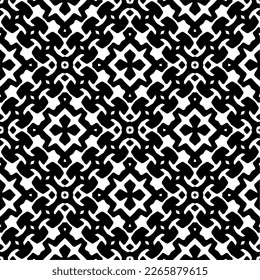 Vector geometric seamless pattern. Minimal ornamental background with abstract shapes. Black and white texture. Simple abstract ornament background. Dark repeat design for decor, fabric, cloth.