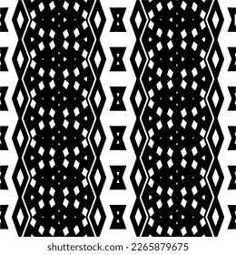 Vector geometric seamless pattern. Minimal ornamental background with abstract shapes. Black and white texture. Simple abstract ornament background. Dark repeat design for decor, fabric, cloth.