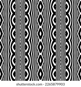 Vector geometric seamless pattern. Minimal ornamental background with abstract shapes. Black and white texture. Simple abstract ornament background. Dark repeat design for decor, fabric, cloth.