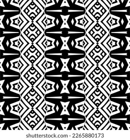Vector geometric seamless pattern. Minimal ornamental background with abstract shapes. Black and white texture. Simple abstract ornament background. Dark repeat design for decor, fabric, cloth.