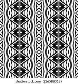 Vector geometric seamless pattern. Minimal ornamental background with abstract shapes. Black and white texture. Simple abstract ornament background. Dark repeat design for decor, fabric, cloth.