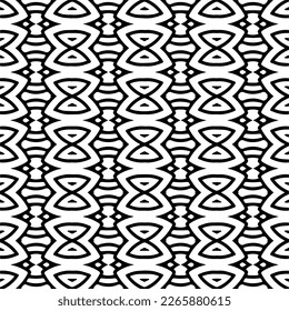 Vector geometric seamless pattern. Minimal ornamental background with abstract shapes. Black and white texture. Simple abstract ornament background. Dark repeat design for decor, fabric, cloth.