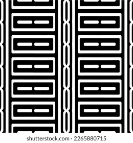 Vector geometric seamless pattern. Minimal ornamental background with abstract shapes. Black and white texture. Simple abstract ornament background. Dark repeat design for decor, fabric, cloth.