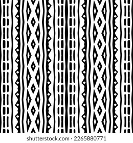 Vector geometric seamless pattern. Minimal ornamental background with abstract shapes. Black and white texture. Simple abstract ornament background. Dark repeat design for decor, fabric, cloth.