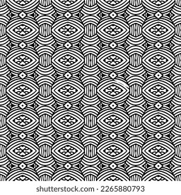 Vector geometric seamless pattern. Minimal ornamental background with abstract shapes. Black and white texture. Simple abstract ornament background. Dark repeat design for decor, fabric, cloth.