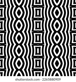 Vector geometric seamless pattern. Minimal ornamental background with abstract shapes. Black and white texture. Simple abstract ornament background. Dark repeat design for decor, fabric, cloth.