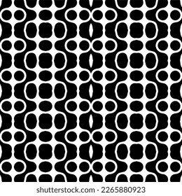 Vector geometric seamless pattern. Minimal ornamental background with abstract shapes. Black and white texture. Simple abstract ornament background. Dark repeat design for decor, fabric, cloth.