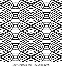Vector geometric seamless pattern. Minimal ornamental background with abstract shapes. Black and white texture. Simple abstract ornament background. Dark repeat design for decor, fabric, cloth.