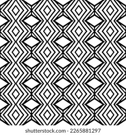 Vector geometric seamless pattern. Minimal ornamental background with abstract shapes. Black and white texture. Simple abstract ornament background. Dark repeat design for decor, fabric, cloth.