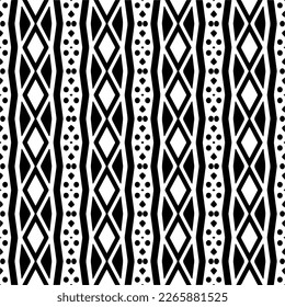Vector geometric seamless pattern. Minimal ornamental background with abstract shapes. Black and white texture. Simple abstract ornament background. Dark repeat design for decor, fabric, cloth.