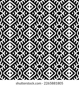 Vector geometric seamless pattern. Minimal ornamental background with abstract shapes. Black and white texture. Simple abstract ornament background. Dark repeat design for decor, fabric, cloth.