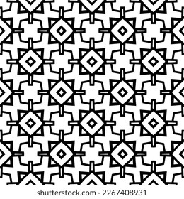 Vector geometric seamless pattern. Minimal ornamental background with abstract shapes. Black and white texture. Simple abstract ornament background. Dark repeat design for decor, fabric, cloth.
