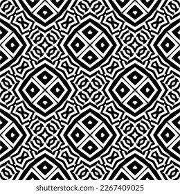 Vector geometric seamless pattern. Minimal ornamental background with abstract shapes. Black and white texture. Simple abstract ornament background. Dark repeat design for decor, fabric, cloth.