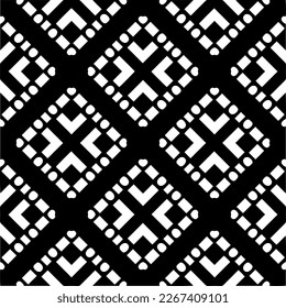 Vector geometric seamless pattern. Minimal ornamental background with abstract shapes. Black and white texture. Simple abstract ornament background. Dark repeat design for decor, fabric, cloth.