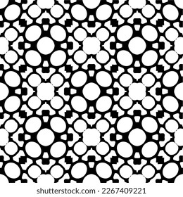 Vector geometric seamless pattern. Minimal ornamental background with abstract shapes. Black and white texture. Simple abstract ornament background. Dark repeat design for decor, fabric, cloth.